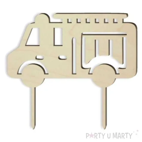 topper drewniany woz strazacki 14x14 cm