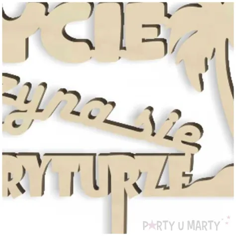 topper drewniany zycie zaczyna sie na emeryturze palmy 15 x 14 cm