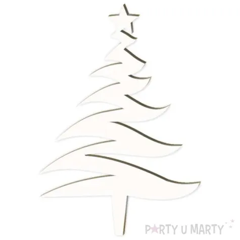 topper laminowany choinka bialy 13 5x19 5 cm