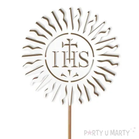 topper laminowany komunia sw ihs hostia bialy 24 cm