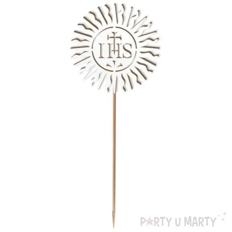 topper laminowany komunia sw ihs hostia bialy 24 cm