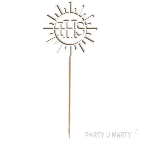 topper laminowany komunia sw ihs promienie bialy 24 cm