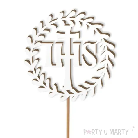 topper laminowany komunia sw ihs wieniec bialy 24 cm