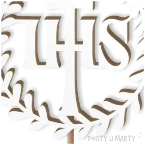 topper laminowany komunia sw ihs wieniec bialy 24 cm