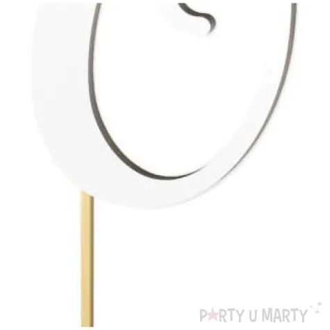 topper laminowany liczba 0 bialy 18 cm