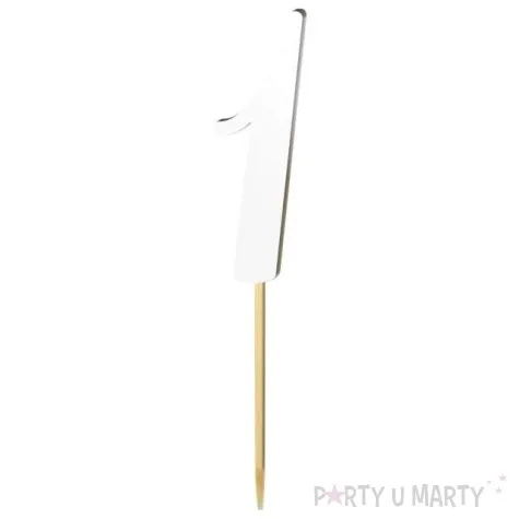 topper laminowany liczba 1 bialy 18 cm