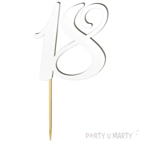 topper laminowany liczba 18 bialy 18 cm