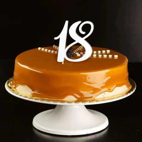 topper laminowany liczba 18 bialy 18 cm