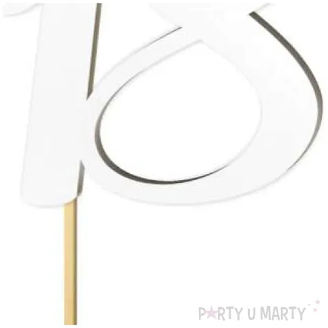 topper laminowany liczba 18 bialy 18 cm