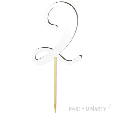 topper laminowany liczba 2 bialy 18 cm