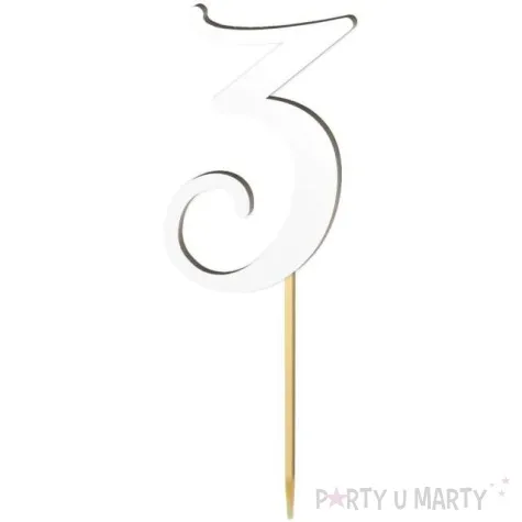 topper laminowany liczba 3 bialy 18 cm
