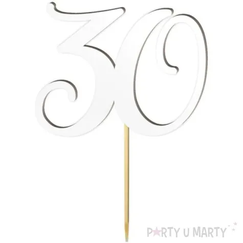 topper laminowany liczba 30 bialy 18 cm