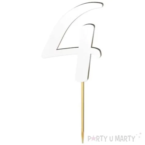 topper laminowany liczba 4 bialy 18 cm