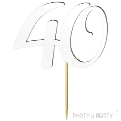 topper laminowany liczba 40 bialy 18 cm