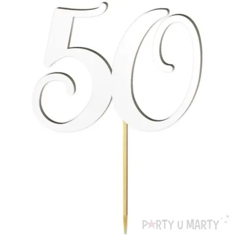 topper laminowany liczba 50 bialy 18 cm