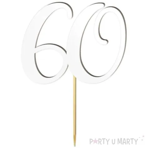 topper laminowany liczba 60 bialy 18 cm