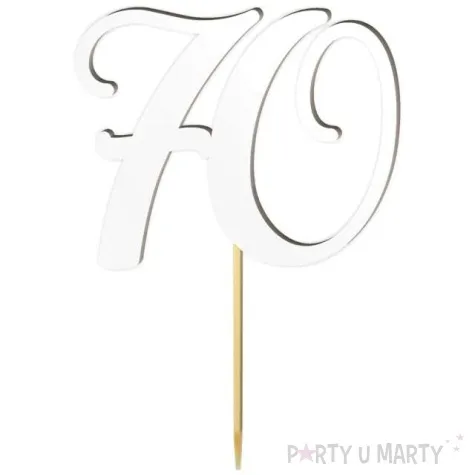 topper laminowany liczba 70 bialy 18 cm