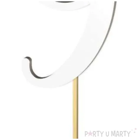 topper laminowany liczba 9 bialy 18 cm