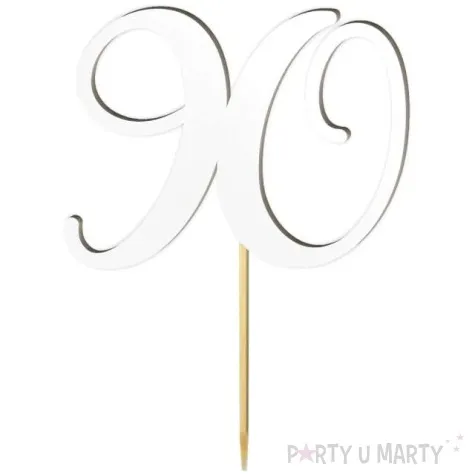 topper laminowany liczba 90 bialy 18 cm