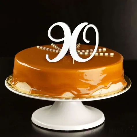 topper laminowany liczba 90 bialy 18 cm