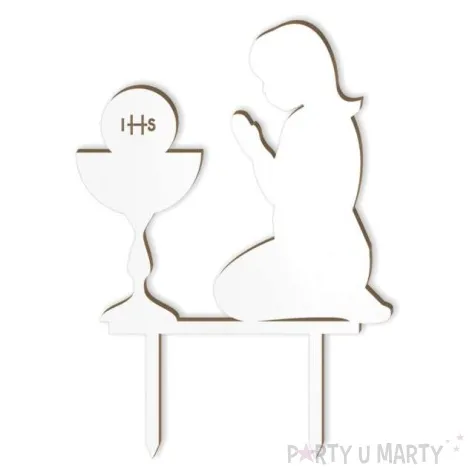 topper laminowany pierwsza komunia sw dziewczynka bialy 15 cm