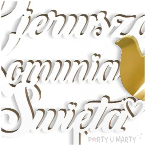 topper laminowany pierwsza komunia sw golebica bialy 14 x 15 cm