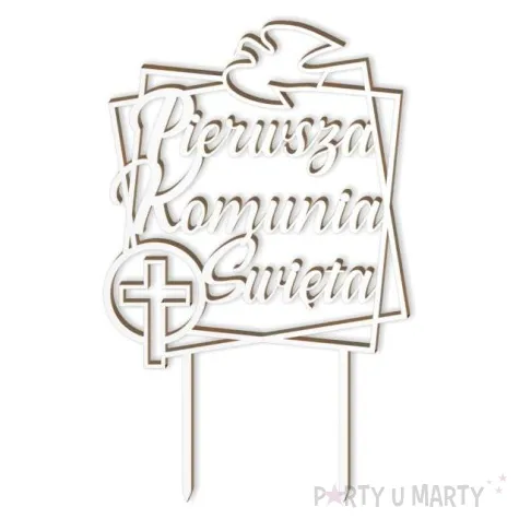 topper laminowany pierwsza komunia sw golebica bialy 19 5 cm