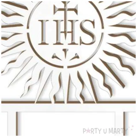 topper laminowany pierwsza komunia sw hostia bialy 15 cm