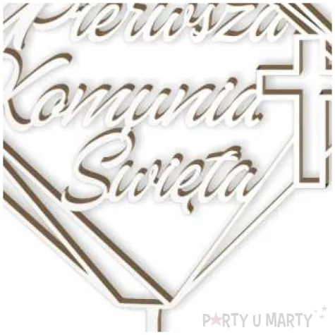 topper laminowany pierwsza komunia sw kwadrat bialy 19 5 cm