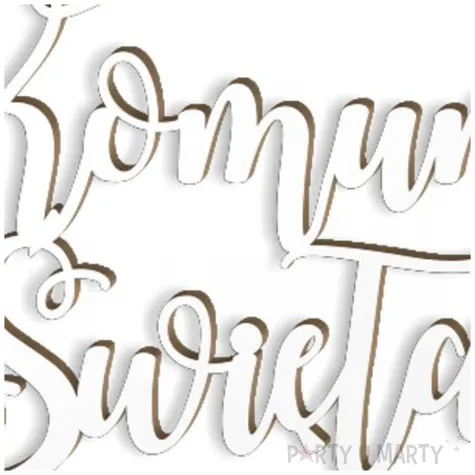 topper laminowany pierwsza komunia sw listki bialy 14 x 15 cm