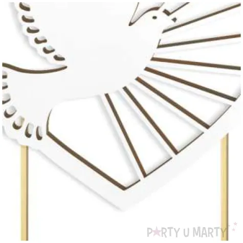 topper laminowany serce i golebica bialy 15 x 19 cm