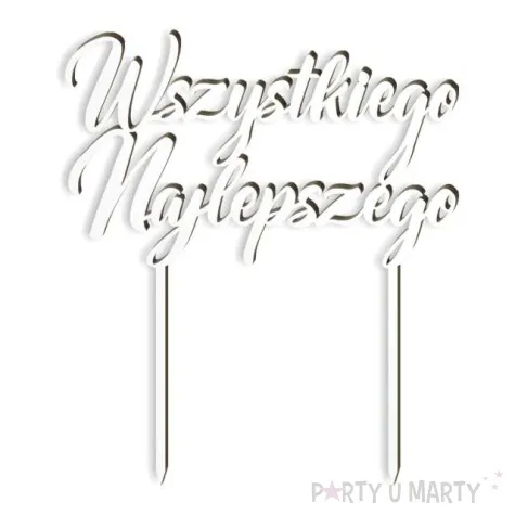 topper laminowany wszystkiego najlepszego bialy 15 cm