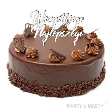 topper laminowany wszystkiego najlepszego bialy 15 cm