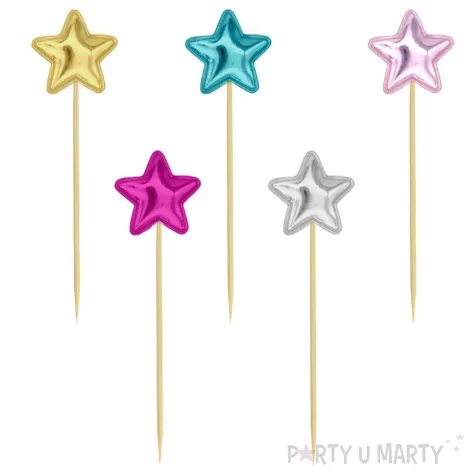 topper materialowy gwiazdki metaliczne mix 7 7 5 szt