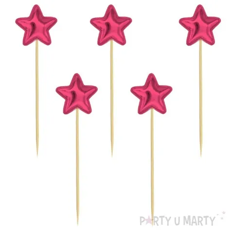 topper materialowy gwiazdki metaliczne rozowy 7 7 5 szt