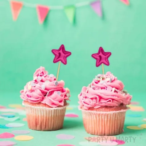 topper materialowy gwiazdki metaliczne rozowy 7 7 5 szt