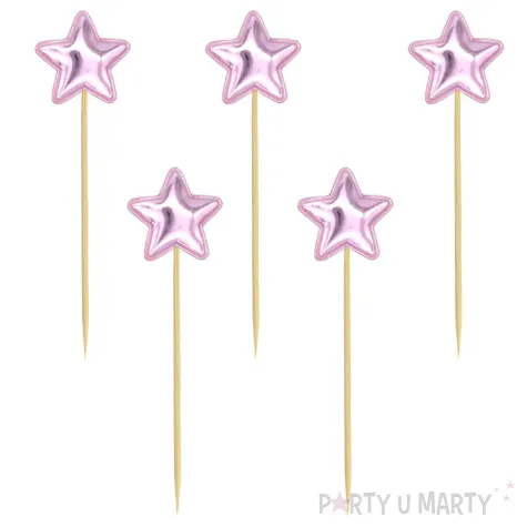 topper materialowy gwiazdki metaliczne rozowy jasny 7 7 5 szt