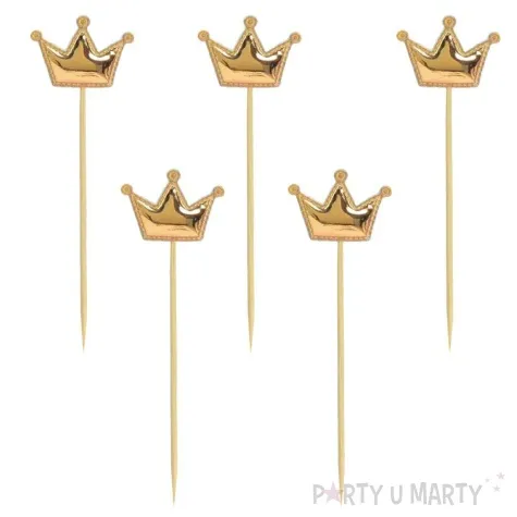 topper materialowy korony metaliczne zloty 7 7 5 szt