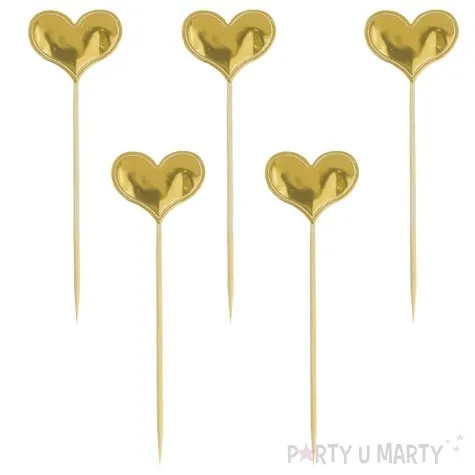 topper materialowy serduszka metaliczne zloty 7 7 5 szt