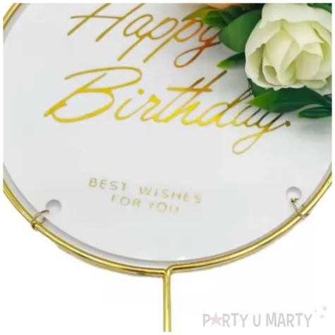 topper metalowy happy birthday best wishes for you zloty jix 11x24 cm