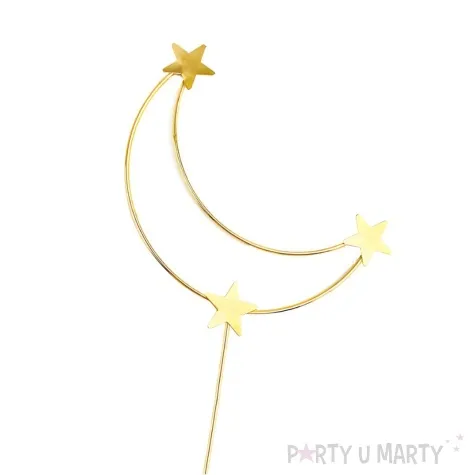 topper metalowy ksiezyc z gwiazdkami zloty 7 7 23x15 cm