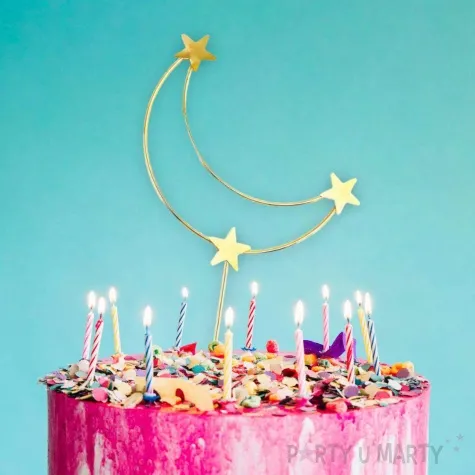 topper metalowy ksiezyc z gwiazdkami zloty 7 7 23x15 cm