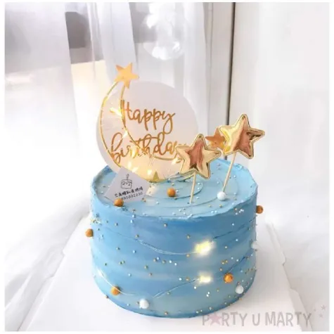 topper metalowy ksiezyc z gwiazdkami zloty 7 7 23x15 cm