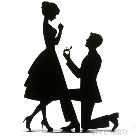 topper metalowy para mloda zareczymy czarny dekora 18 cm