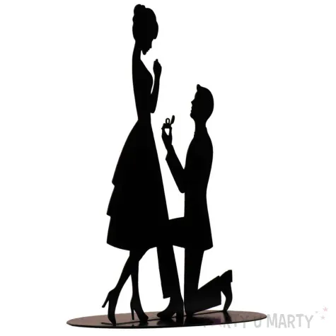 topper metalowy para mloda zareczymy czarny dekora 18 cm