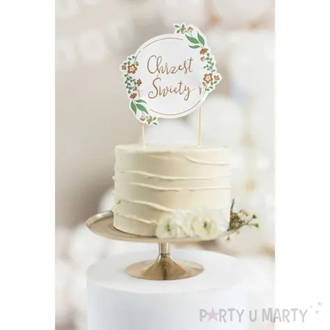 topper na tort chrzest swiety partydeco 20x15 cm