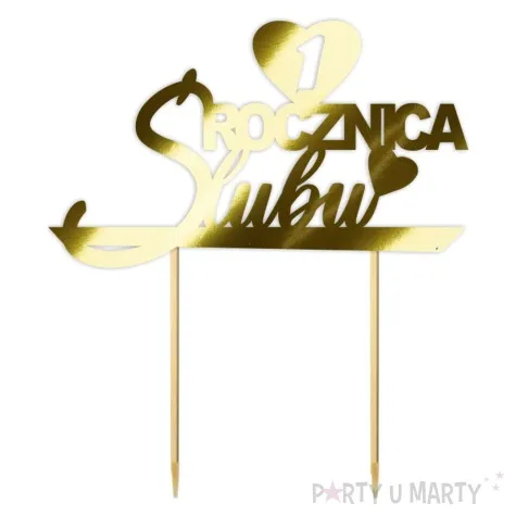 topper papierowy 1 rocznica slubu zloty metalic 15 5 x 17 5 cm
