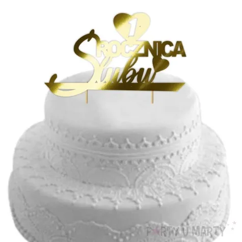 topper papierowy 1 rocznica slubu zloty metalic 15 5 x 17 5 cm