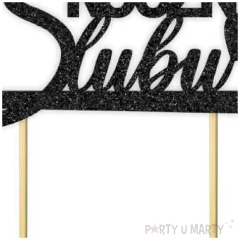 topper papierowy 10 rocznica slubu czarny brokat 15 5 x 17 5 cm