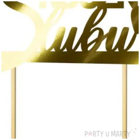 topper papierowy 10 rocznica slubu zloty metalic 15 5 x 17 5 cm